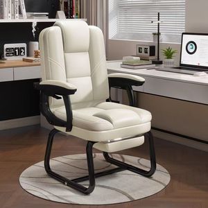 Chaise de bureau ergonomique moderne en cuir PU, réglable en hauteur, avec accoudoirs fixes et dossier inclinable en mousse – Vente en gros directe usine - Product Image 4