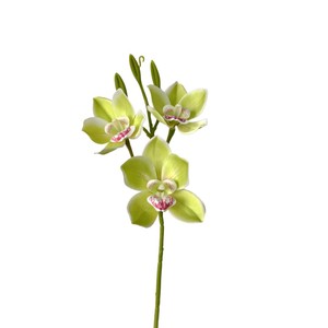 Ensemble d'orchidées Cymbidium artificielles à 3 têtes en soie pour décorations de mariage et de maison - Product Image 5