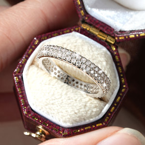 แหวนมอสซาไนต์ทรง Eternity ระดับ VVS1 สี D รับรองโดย GRA  สองชั้น ทองแดงเคลือบทอง 14K เหมาะสำหรับสวมใส่ทุกวันสำหรับผู้หญิง - Product Image 3