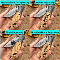 Couteau de poche à manche en bois avec gravure de poisson requin, couteau pliant gravable, cadeau de Noël pour la cuisine, en stock aux États-Unis