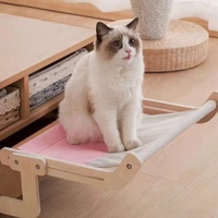 Hamac et perchoir pour chat en bois massif et lin, housse amovible, design personnalisable, lit suspendu pour usage intérieur, emballage en carton