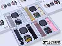 Montre connectée GT16 tendance et abordable avec double bracelet en acier inoxydable