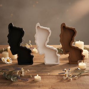 Forher New Jersey Hình Dạng Thủ Công Paulownia Bột Gỗ Mộc Mạc Trang Trí Nội Thất Gỗ Nến Bát Để Làm Nến - Product Image 1