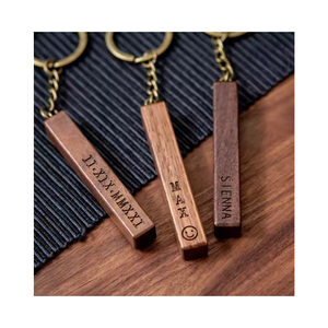 2026 Engraved Souvenir Custom Logo Wooden Blank Rectangle Wood Keychain Graduation Day Gifts