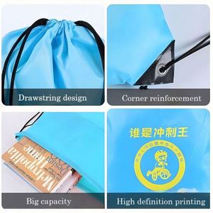 Wholesale Promotional Advertisement Cinch <b>Bag</b> Polyester Nylon Drawstring <b>Shop</b> and Backpack Draw <b>String</b> <b>Bags</b> with Custom Logos - Product Image 2