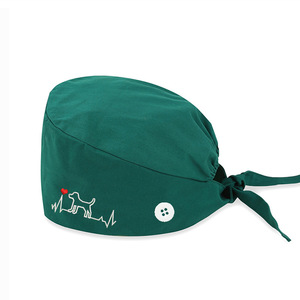 หมวกผ้าฝ้ายพิมพ์ลายการ์ตูน ซับเหงื่อ ยืดหยุ่น สำหรับร้านเสริมสวย ร้านขายสัตว์เลี้ยง คริสต์มาส ปีใหม่ หมวกยูนิฟอร์ม - Product Image 3