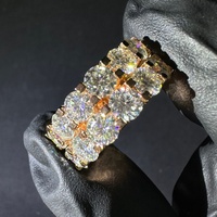 Doppelreihiger 50-Punkt-Eternity-Moissanit-Ring für Damen, Verlobungsring aus 925 Silber mit Brillantschliff und Krappenfassung, Luxuriöser Ehering
