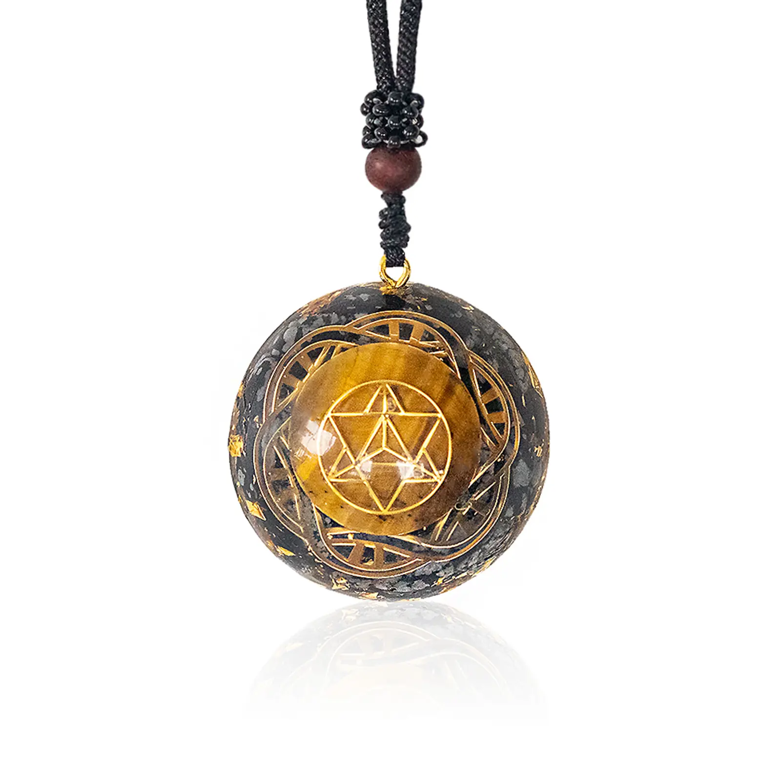 Tiger Eye Pendant Merkaba Crystal Necklace For Men Sacred Geometry Jewelry Energy Healing Gemstone Pendant