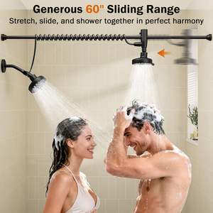 Douche double avec curseur réglable d'origine, douche double haute pression <span class=keywords><strong>pour</strong></span> deux personnes, système de douche à deux têtes - Product Image 2