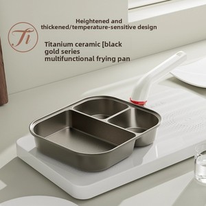 Aluminum Alloy Square 3-in-1 Non-Stick Frying <b>Pan</b> Breakfast <b>Pan</b> for Eggs and Egg Burgers Thickened Deepened Black Gold Skillet - Product Image 3