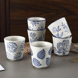 ถ้วยชาเซรามิกสำหรับใช้ในบ้านสไตล์ญี่ปุ่นน่ารักถ้วยสาเกสีขาวพร้อมดีไซน์สีน้ำเงินแก้วชิมชากังฟูผู้เชี่ยวชาญ - Product Image 1
