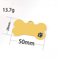 Ywyougang RVS Honden ID-Tag, Gegraveerde Hondenpenning op Maat, Gouden/Zilveren Basis met 5 Kleuren Emaille Pootafdruk voor Huisdieren
