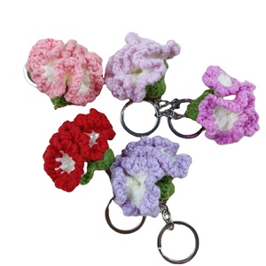 Mother Keychain Crochet Flower Mothers Day Key Chains Handmade Knitted Strawberry Keychain Woman Gift Keyring Carnation Keychain - Product Image 1