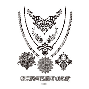 Black Henna Lace Mandala Flower Temporary <b>Tattoo</b> Sticker Waterproof Arm Body Art for Wedding Party - Product Image 4