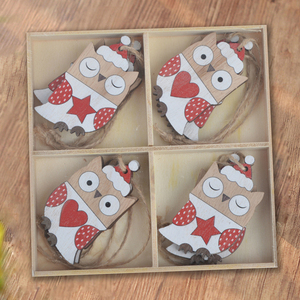 China cheap wholesale fashion wooden Christmas tree <span class=keywords><strong>decoration</strong></span> Christmas pendant owl hanger - Product Image 1