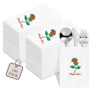 Vente en gros de serviettes en <span class=keywords><strong>papier</strong></span> pour invités en lin blanc <span class=keywords><strong>40x40</strong></span> avec logo personnalisé pour mariage <span class=keywords><strong>Serviette</strong></span> de table Airlaid - Product Image 1