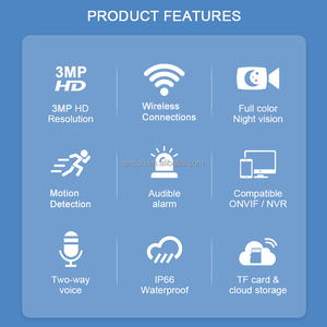 Ngoài trời wifi mini PTZ máy ảnh tầm nhìn ban đêm không thấm nước không dây ống kính kép PTZ hai chiều âm thanh V380 phần mềm 3MP 2.4 GHz Wifi - Product Image 3