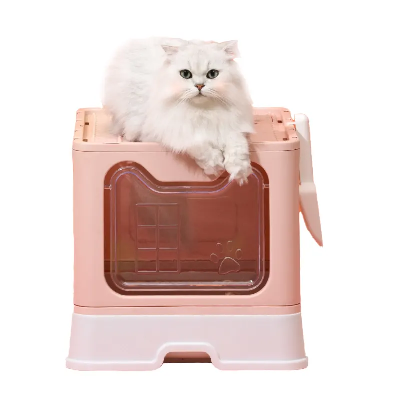 Nouveau Design de litière pour chat en gel de silice, pliable avec tiroir, boîte de toilette pour animaux de compagnie entièrement fermée, boîte de litière pour chat, grande taille