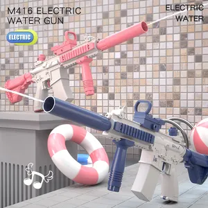Pistola de agua eléctrica automática M416, pistola de agua grande automática para niños, pistola de tiro de juguete para fiestas en la piscina de verano al aire libre