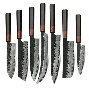 new design 67 layers kitchen knives Damascus VG-10 Steel knife set with black ebony wooden handle