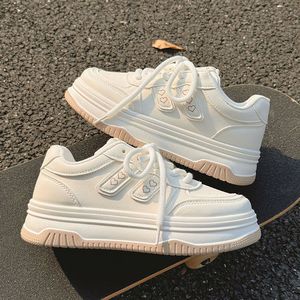 Zapatos de Tacón Medio para Mujer, Blancos, con Plataforma Gruesa, Resistentes al Desgaste, Versátiles y Elegantes, de Punta Redonda, Sintéticos - Product Image 4