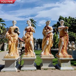 Célèbre Design Sculpté À La Main Mixte Rouge Blanc Marbre <span class=keywords><strong>Pierre</strong></span> <span class=keywords><strong>Statue</strong></span> Quatre Saisons Dieux Sculpture - Product Image 4