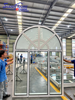 Puertas y Ventanas Arqueadas Modernas de Aluminio para Villa, Diseño Francés Horizontal de Lujo Hecho a Medida, Aleación de Aluminio Anticorrosión