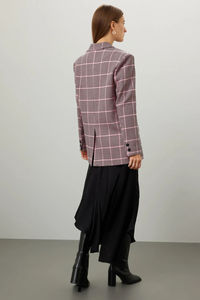 Oem personalizzato piccola giacca da lavoro lavoro con intaglio bavero monopetto maniche lunghe <span class=keywords><strong>rosa</strong></span> pied de poule da donna - Product Image 4