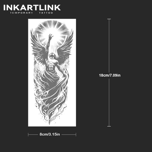 Adesivo Tatuaggio INKARTLINK Angelo con Ali Cadute, Statua Radiosa, Luce Divina, Redenzione Estetica, Erbe, 15 Giorni, Confezione Bulk - Product Image 4