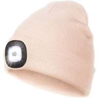Casquette d'hiver tricotée avec lampe frontale LED rechargeable par USB, bonnet lumineux, tuque avec lampe frontale, casquette de course