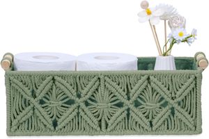 Cestas de Almacenamiento de Macramé Nonam, Cajas de Almacenamiento Tejidas para la Organización del Hogar, Estante para Tanque de Inodoro, Organizador de Gabinete, Juego de 2 Cestas - Product Image 5