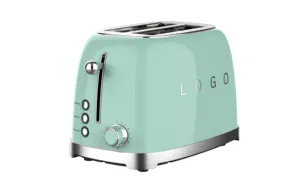 Custom Logo 2 Slice Toaster Retro Home Appliances Automatic Pop Up Bread Toaster Stainless Steel Electric Toaster