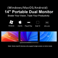 Moniteur portable Eimio 14 pouces IPS, extension triple écran, affichage externe, Type-C Plug and Play, extension d'écran pour ordinateur portable, OEM