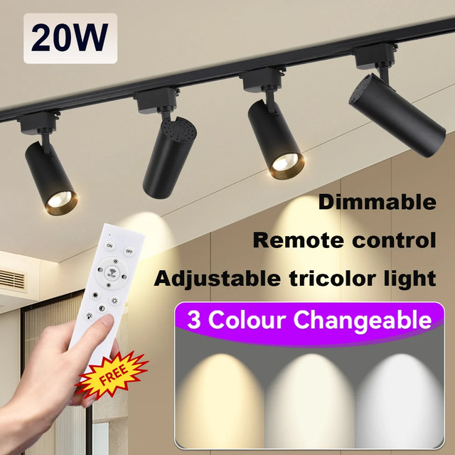 Remote Control Set LED  Light Dimmable Ceiling Spotlight Rail Light Led  Rail Spotlight Clothing Store Ceiling Lights