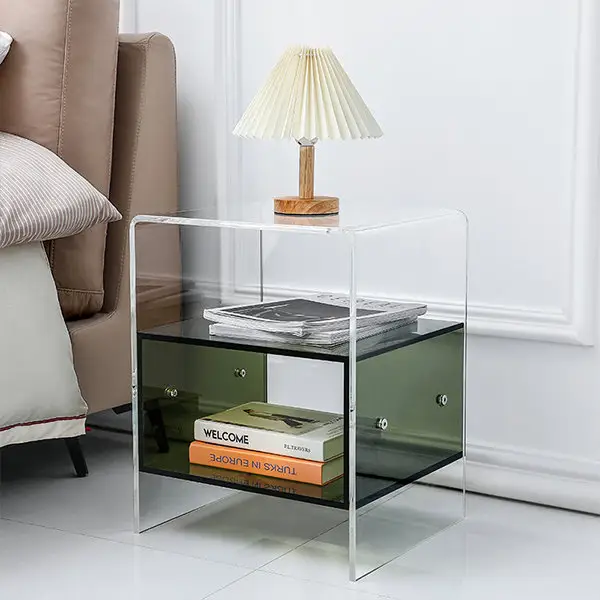 Wholesale Custom Modern Design Acrylic Bedside Table Two Tone Acrylic Side Table