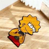 Tapis shaggy rose en fourrure The Simpsons Bart Simpson, tapis de sol tufté fait main sur mesure