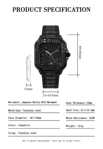 Reloj Mecánico para Hombre con Incrustaciones de Moissanita VVS1, Estilo Hip-Hop, Cuadrado, de Acero Inoxidable, Automático y de Lujo - Product Image 6