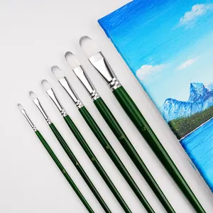 Premium Quality Custom Logo 6 Size Filbert Professional Acrylic Paint Brushes Pack For Beginners Or Artist