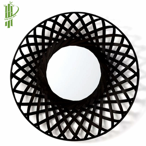 Miroir en rotin suspendu, miroir en rotin de couleur naturelle et noire, livraison rapide, nouveau Design créatif et au meilleur prix - Product Image 4