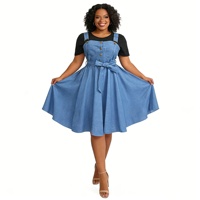 Ensemble 2 pièces décontracté en jean écologique grande taille pour femme, style africain, avec gilet et jupe à boutons, idéal pour l'été 2026