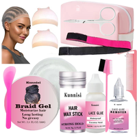 Kit d'installation de perruque en dentelle Super Hold Edge Control dissolvant d'adhésif à forte tenue pour extensions de perruque ensemble d'outils d'extension de cheveux