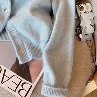 Abrigo de invierno de punto de manga larga para mujer, cárdigan de estilo informal con un solo pecho, botón frontal, Color sólido, venta al por mayor para otoño