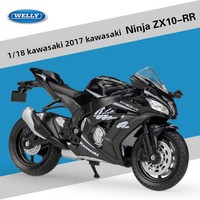 WELLY 1:18 2017 ZX-10RR Modèle de moto miniature en métal avec suspension à ressort, jouet de collection