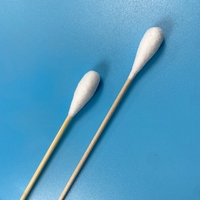 Aplikator kuncup katun bambu panjang 170mm, dengan lebar 10mm ujung katun bulat kapas tes Lab