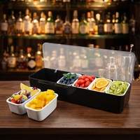 Serveur à condiments à 6 compartiments avec couvercle, boîte à condiments en plastique pour bar, restaurant, traiteur, fête et événement, cadeau promotionnel