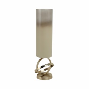 Cylindrical <b>Hurricane</b> <b>Candle</b> Holder Frosted Glass Metal Ring Base Centerpiece Table Decor - Product Image 2