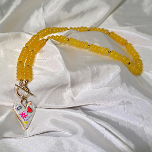 <span class=keywords><strong>Collier</strong></span> pendentif cœur peint en cristal de verre coloré avec breloque de dessin animé pour femme, idéal pour l'été - Product Image 5