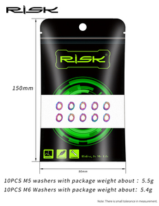 Nguy cơ M5/M6 hợp kim titan 10PCS SET máy giặt Gasket Nut Bolt Vòng phẳng seal Assortment Kit GR5(TC4) vít Gasket cho xe đạp - Product Image 6