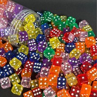 Dés en acrylique transparents colorés YIQI de 16 mm à angle droit pour jeux de rôle de table, accessoires éducatifs et de divertissement