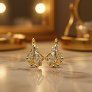 E4347 Orecchini in oro con diamanti da donna, lussuosi, per matrimonio, taglio rotondo brillante, colore G naturale, gioielli raffinati - Product Image 2